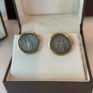 Jorge Adeler ancient Roman authentic 18k Gold Felicitas Coin earrings